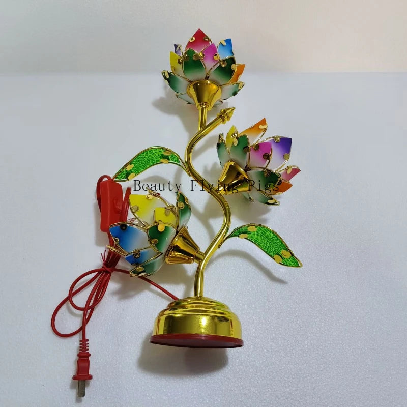 Colorful Petal Lotuscandlestick Temple Power Supply Table Candlestick Lotus Candlestick Buddha Candle Holder Home Decoration