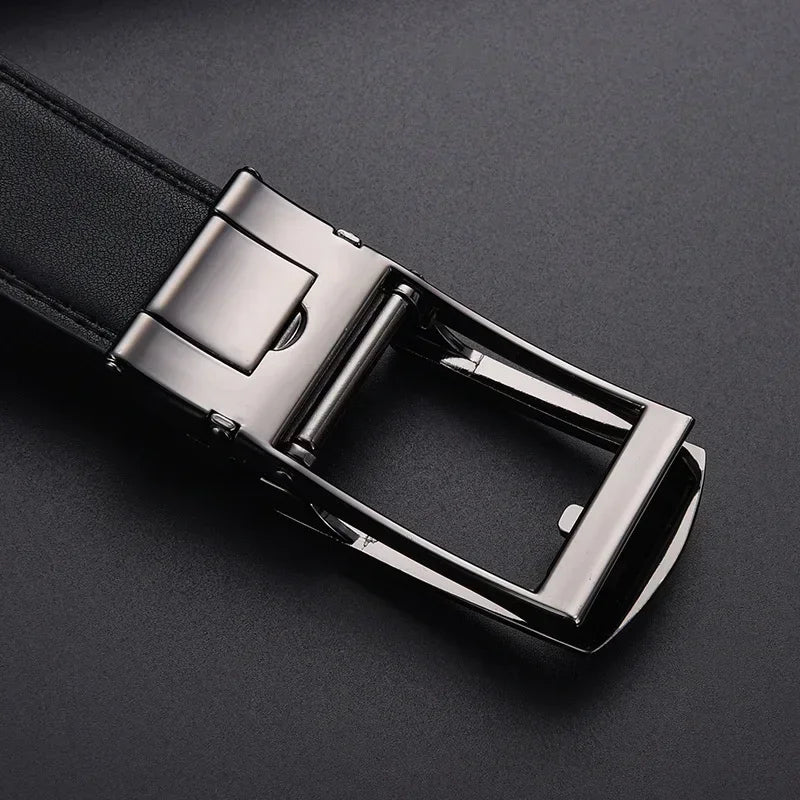 Men's Automatic Click Belt - Luxury Designer PU Leather with Alloy Buckle for Jeans & Business Wear