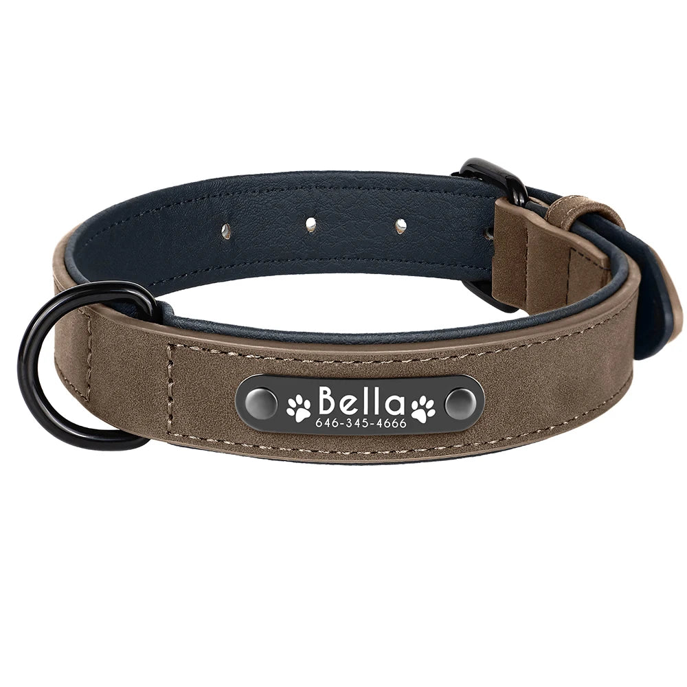 Dog Collars Personalized Custom Leather Dog Collar Name ID Tags For Small Medium Large Dogs Pitbull Bulldog Beagle Correa Perro