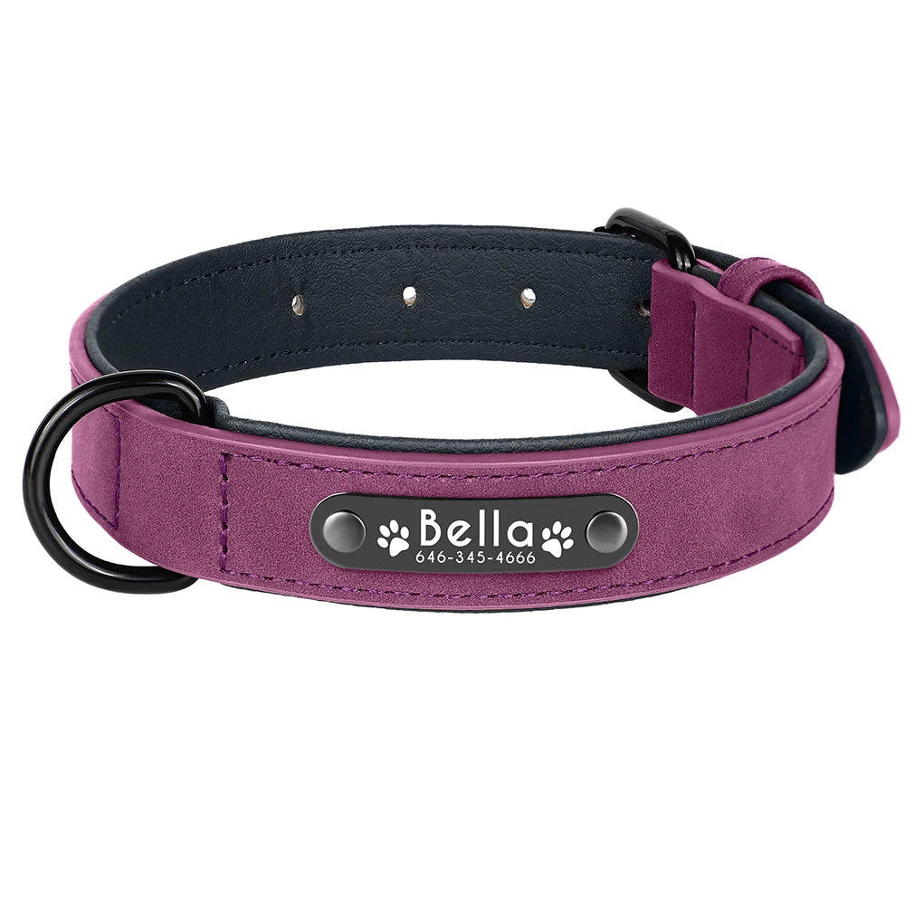 Dog Collars Personalized Custom Leather Dog Collar Name ID Tags For Small Medium Large Dogs Pitbull Bulldog Beagle Correa Perro
