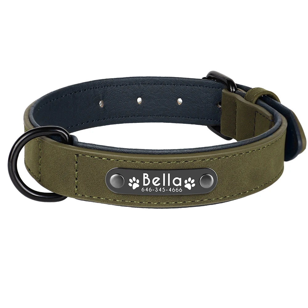 Dog Collars Personalized Custom Leather Dog Collar Name ID Tags For Small Medium Large Dogs Pitbull Bulldog Beagle Correa Perro