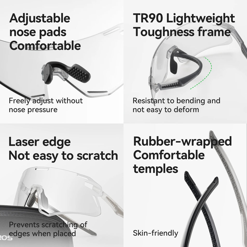 ROCKBROS Photochromic Cycling Glasses Bike Bicycle Glasses Sports Men's Sunglasses MTB Road Cycling Eyewear Protection Goggles