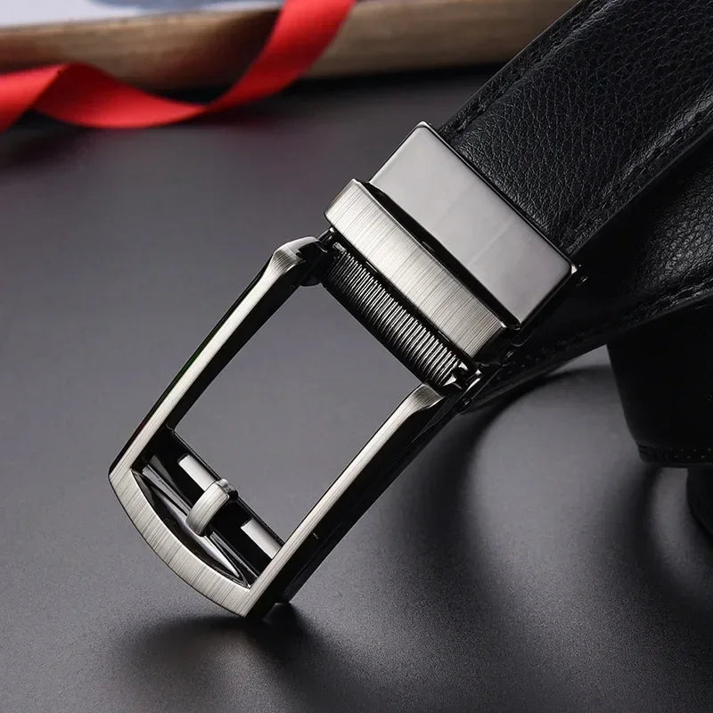 Men's Automatic Click Belt - Luxury Designer PU Leather with Alloy Buckle for Jeans & Business Wear