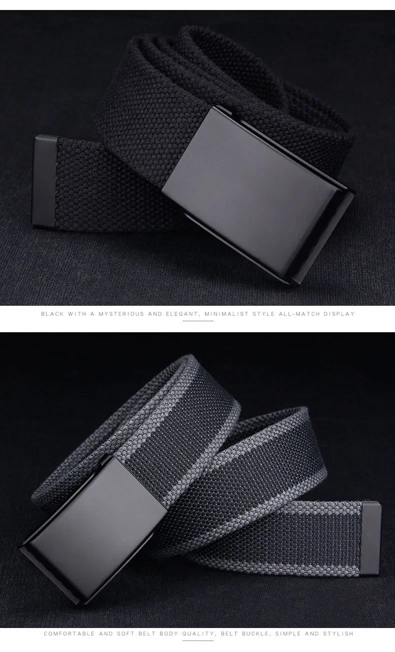 Canvas Nylon Belts Men Black Automatic Buckle Unisex Women Large Big Size Jeans Belts Plus LONG Extra Size 160 150 140 130cm