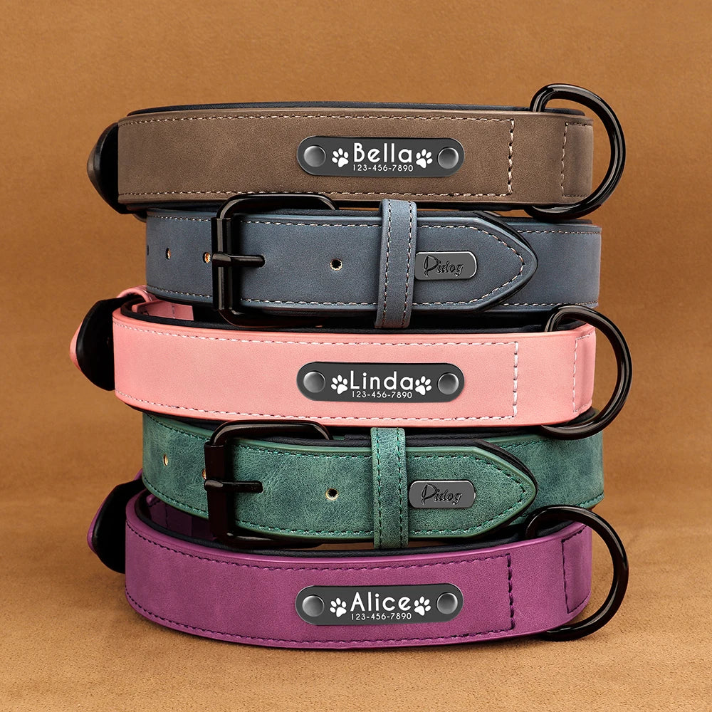 Dog Collars Personalized Custom Leather Dog Collar Name ID Tags For Small Medium Large Dogs Pitbull Bulldog Beagle Correa Perro