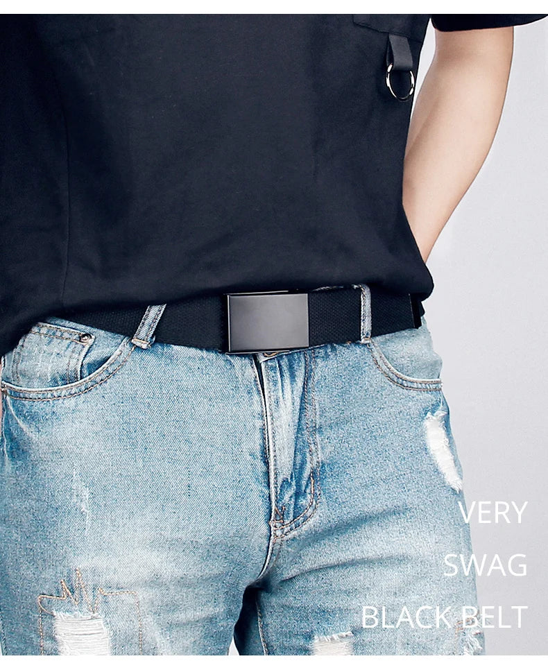 Canvas Nylon Belts Men Black Automatic Buckle Unisex Women Large Big Size Jeans Belts Plus LONG Extra Size 160 150 140 130cm