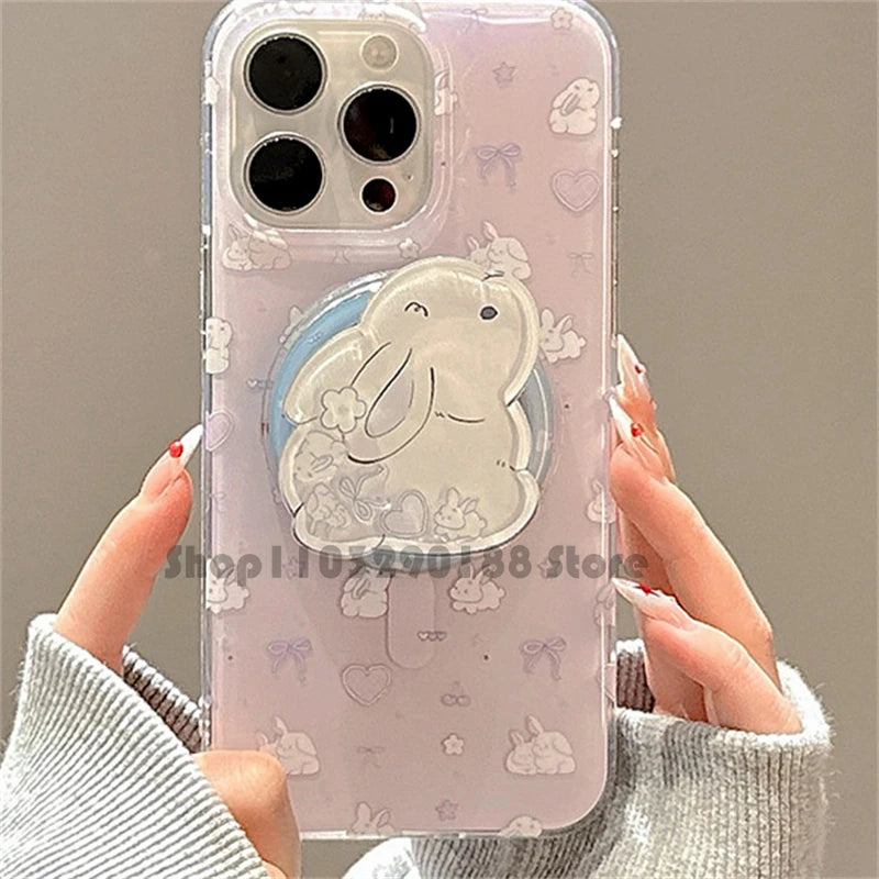 Korean Cute Rabbit Shake Magnetic Holder Phone Grip Tok Griptok Phone Stand Holder Support For iPhone For Pad Magsafe Smart Tok