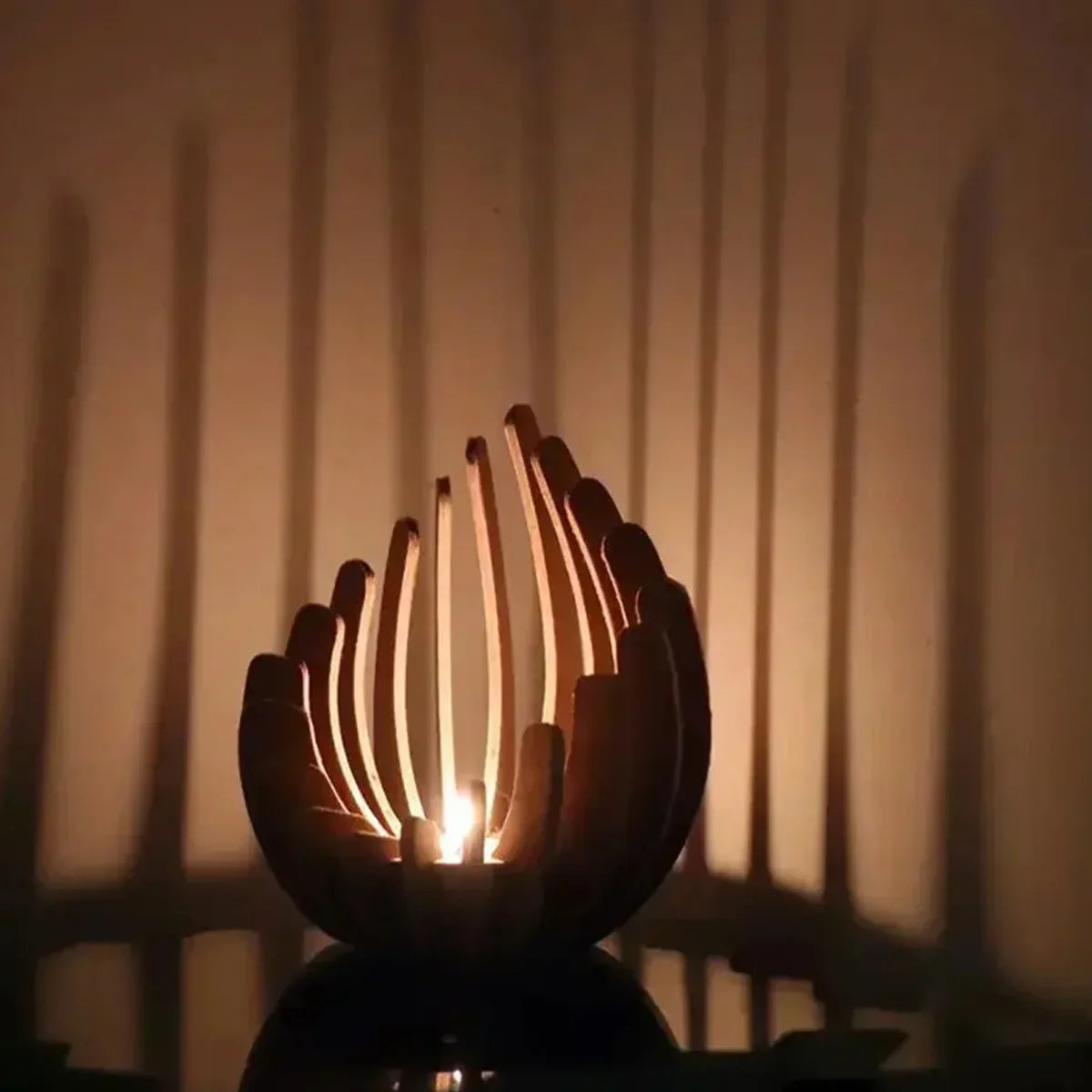 1Pc Hand-Assembled Lotus Candle Holder - Elegant Wooden Tea Light Centerpiece, Home Table Decor for Weddings, Christmas