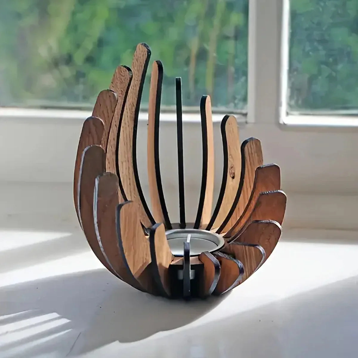 1Pc Hand-Assembled Lotus Candle Holder - Elegant Wooden Tea Light Centerpiece, Home Table Decor for Weddings, Christmas