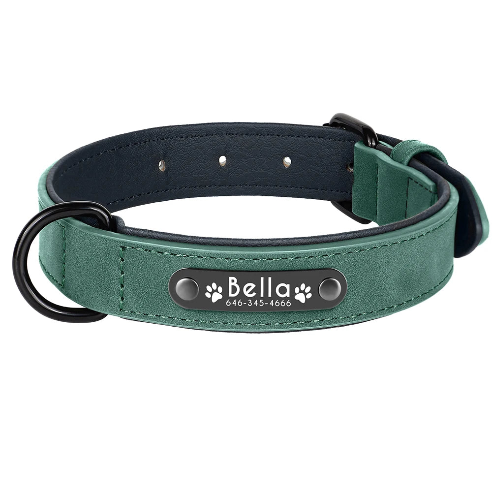 Dog Collars Personalized Custom Leather Dog Collar Name ID Tags For Small Medium Large Dogs Pitbull Bulldog Beagle Correa Perro