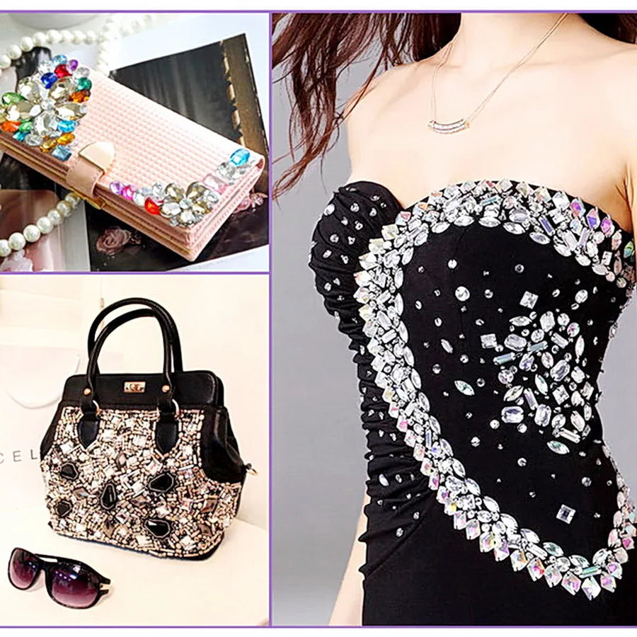 Slim waterdrop shape glass crystal Flatback with two holes 3 sizes colors mix sew on Crystal beads wedding dress diy trim