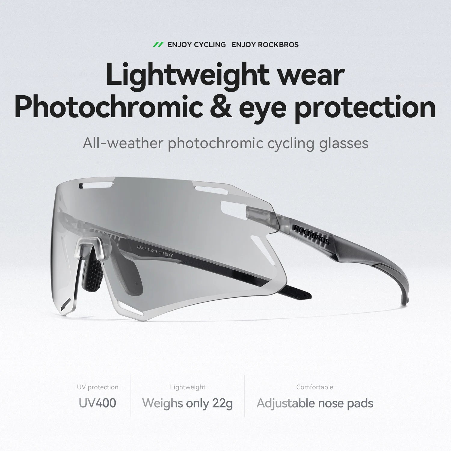 ROCKBROS Photochromic Cycling Glasses Bike Bicycle Glasses Sports Men's Sunglasses MTB Road Cycling Eyewear Protection Goggles