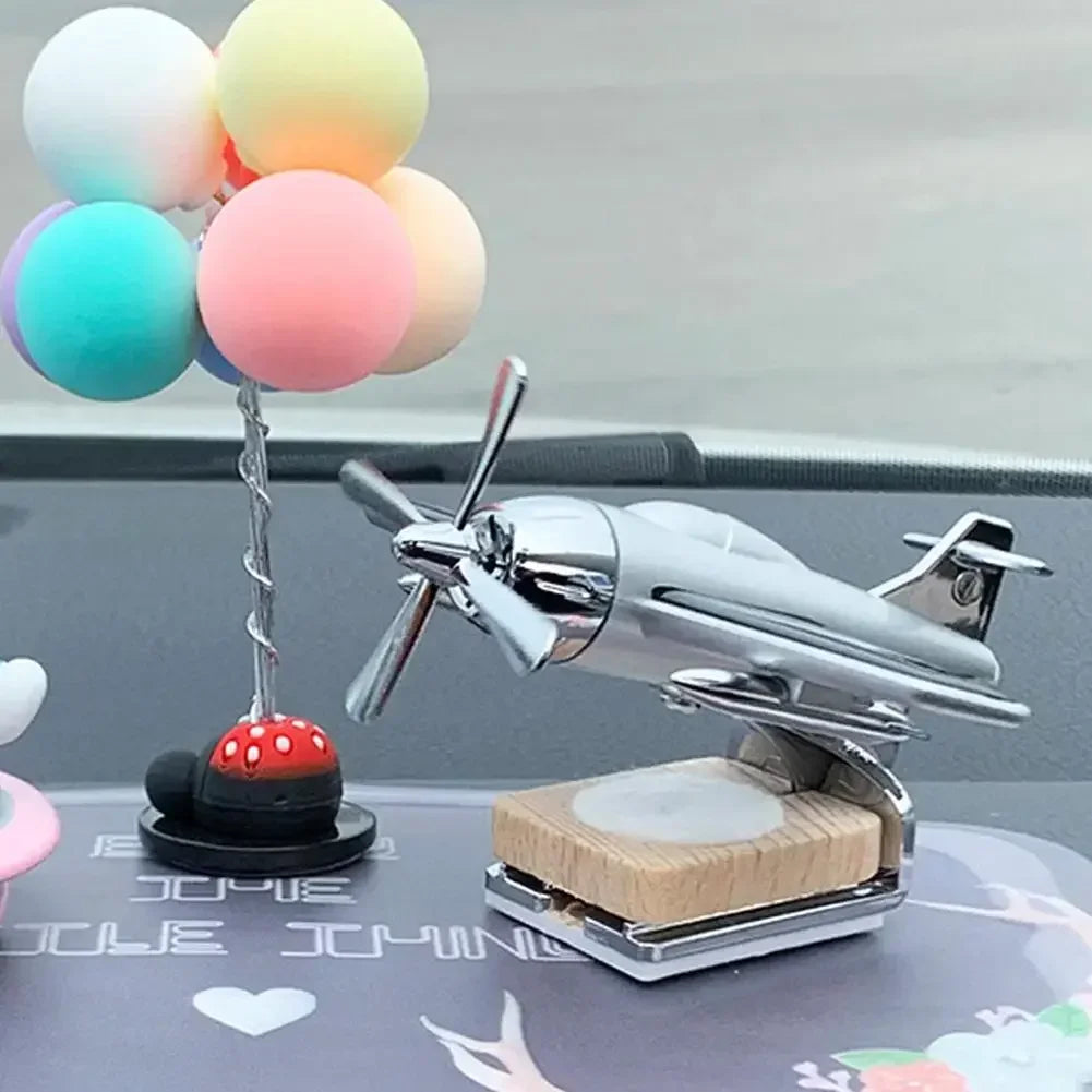 Car Essential Oil Diffuser Solar Airplane Air Freshener Wooden Base Fragrance Aromatherapy Diffuser Ornaments Auto Accessories