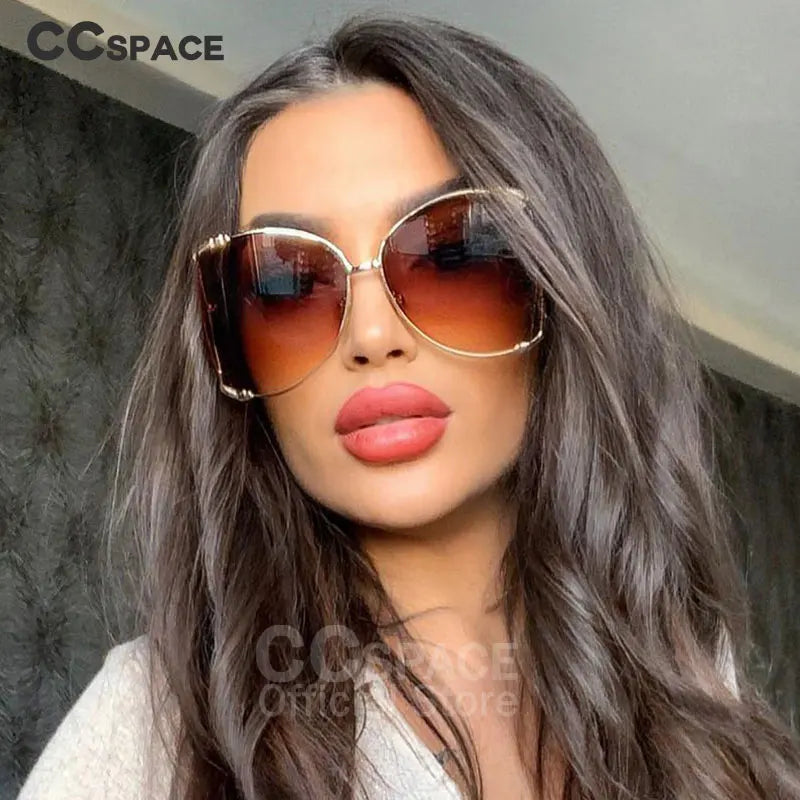 45476 Oversize Square Sunglasses Women Metal Frame Fashion Luxury Hollow Frame Brand Sunglasses Female Gradient Shades