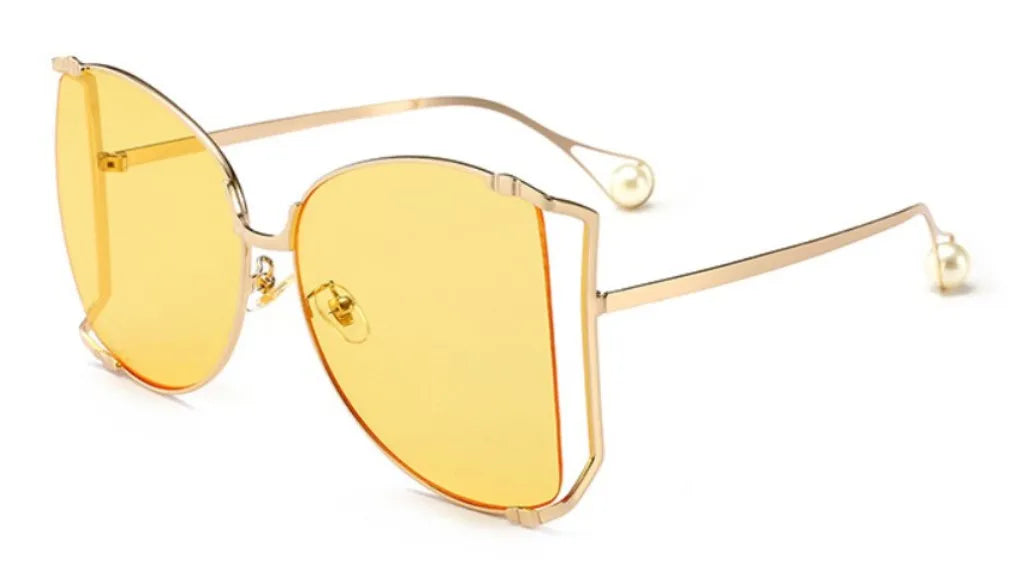 45476 Oversize Square Sunglasses Women Metal Frame Fashion Luxury Hollow Frame Brand Sunglasses Female Gradient Shades