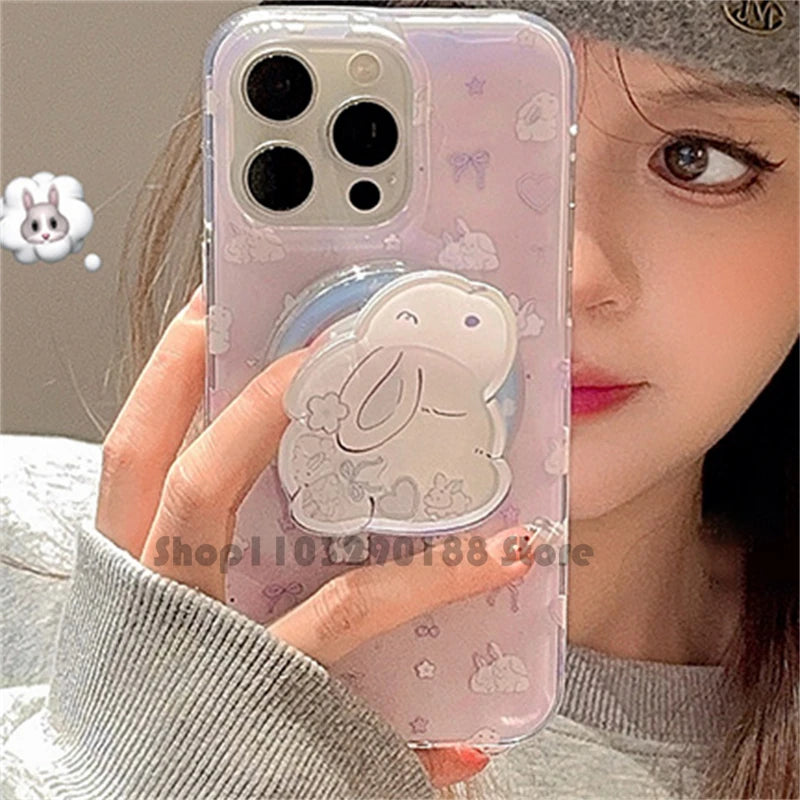 Korean Cute Rabbit Shake Magnetic Holder Phone Grip Tok Griptok Phone Stand Holder Support For iPhone For Pad Magsafe Smart Tok
