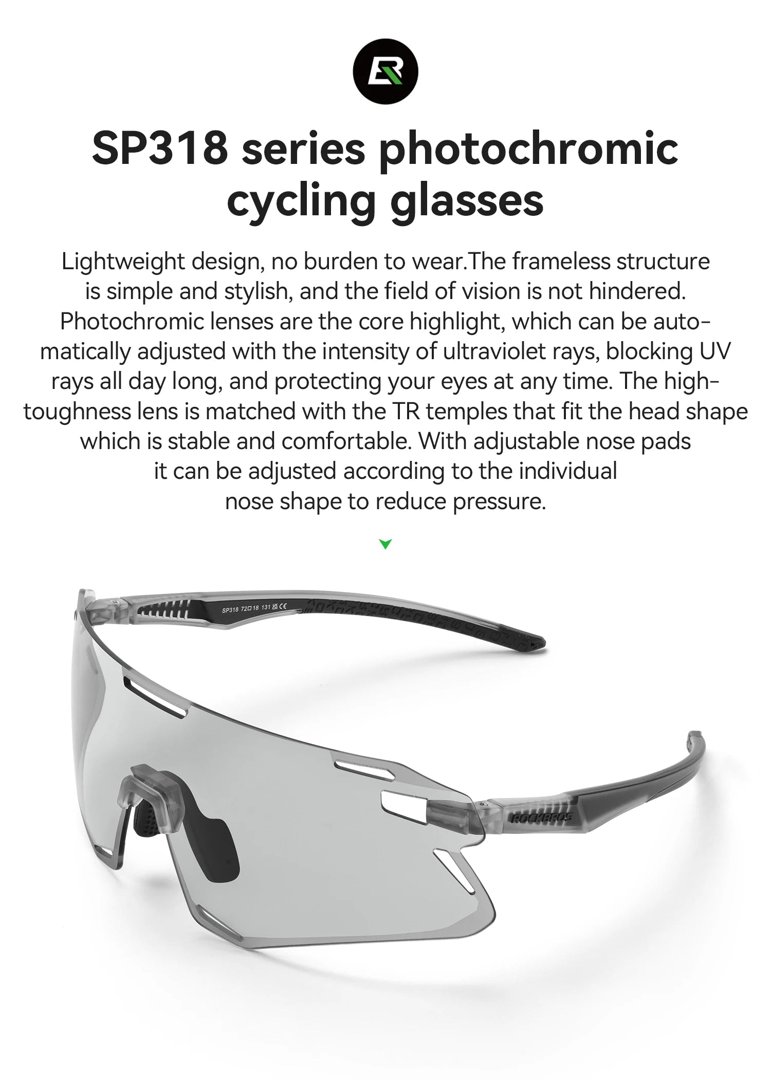 ROCKBROS Photochromic Cycling Glasses Bike Bicycle Glasses Sports Men's Sunglasses MTB Road Cycling Eyewear Protection Goggles