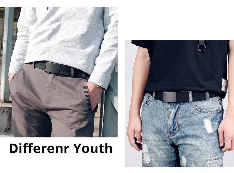 Canvas Nylon Belts Men Black Automatic Buckle Unisex Women Large Big Size Jeans Belts Plus LONG Extra Size 160 150 140 130cm