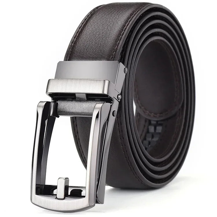 Men's Automatic Click Belt - Luxury Designer PU Leather with Alloy Buckle for Jeans & Business Wear