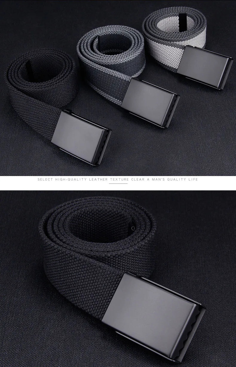 Canvas Nylon Belts Men Black Automatic Buckle Unisex Women Large Big Size Jeans Belts Plus LONG Extra Size 160 150 140 130cm