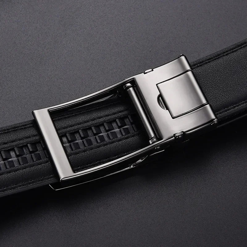 Men's Automatic Click Belt - Luxury Designer PU Leather with Alloy Buckle for Jeans & Business Wear