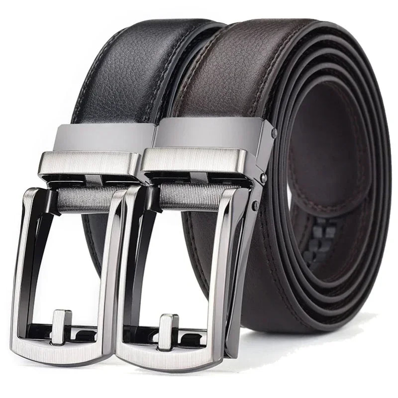 Men's Automatic Click Belt - Luxury Designer PU Leather with Alloy Buckle for Jeans & Business Wear