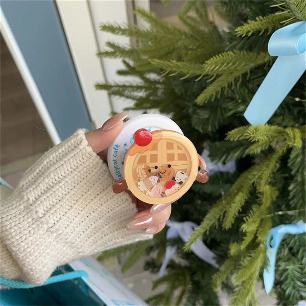 Cute Cartoon Cake Bread Magsafe Wireless Charge Case For iPhone 13 14 15 16 17Pro Max Plus 3d Funny Waffle Shake Magnetic Holder