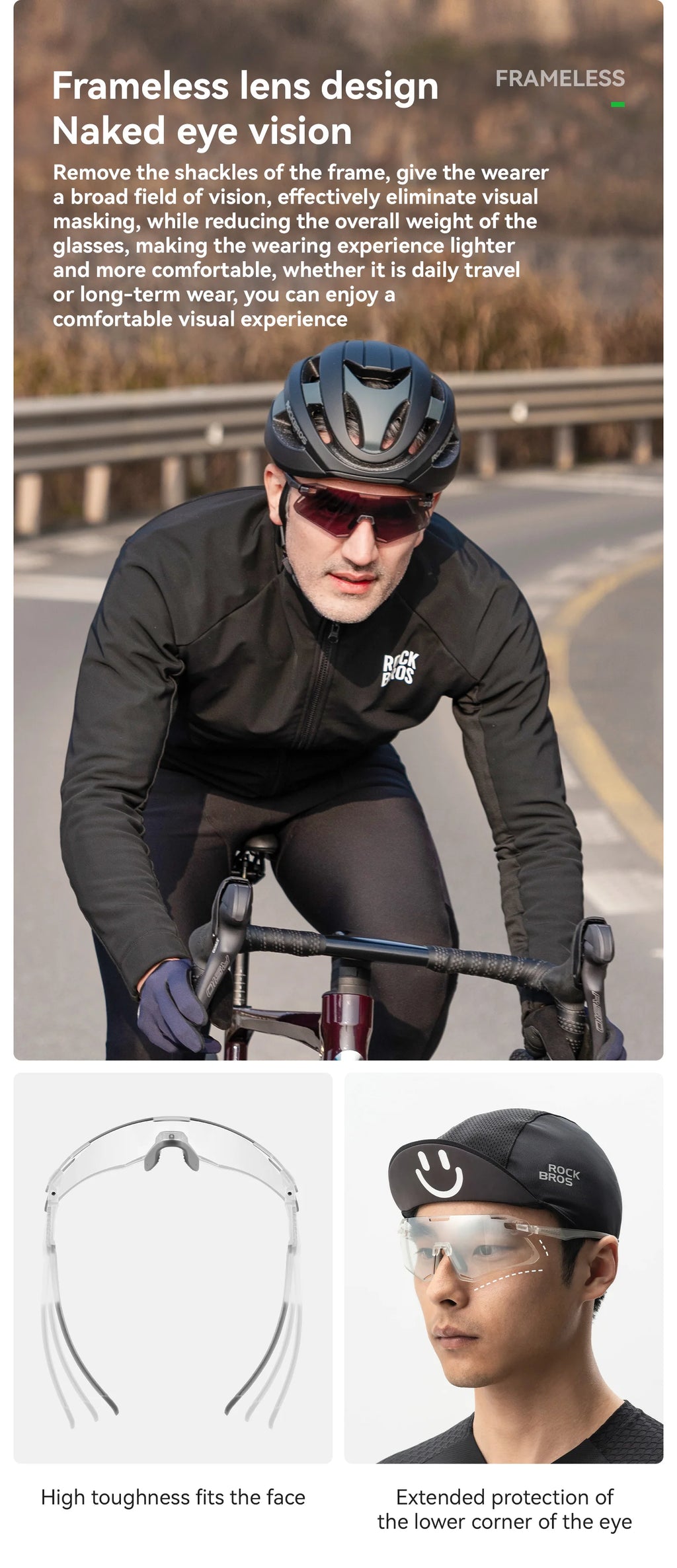 ROCKBROS Photochromic Cycling Glasses Bike Bicycle Glasses Sports Men's Sunglasses MTB Road Cycling Eyewear Protection Goggles