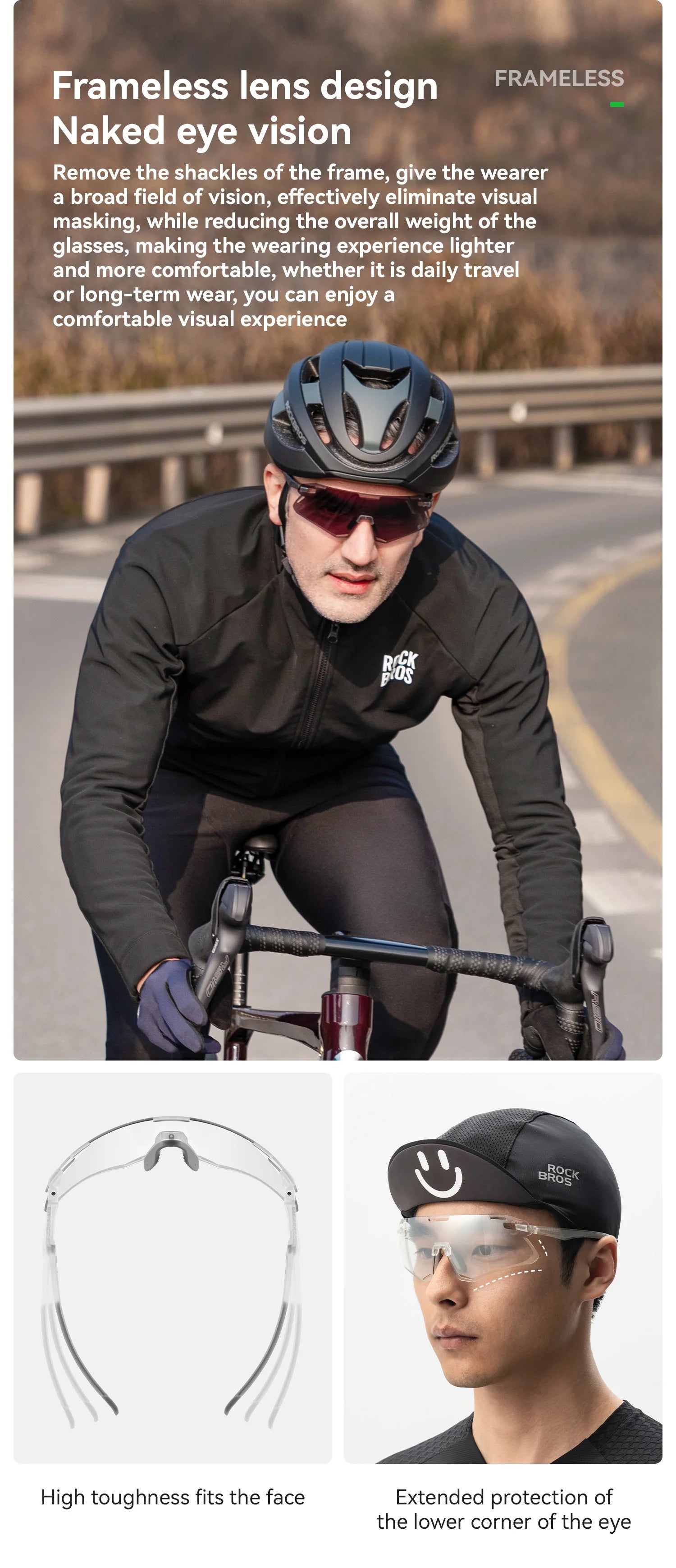 ROCKBROS Photochromic Cycling Glasses Bike Bicycle Glasses Sports Men's Sunglasses MTB Road Cycling Eyewear Protection Goggles
