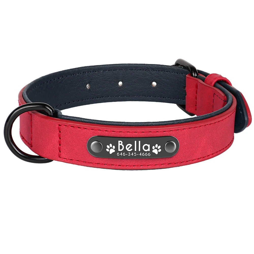 Dog Collars Personalized Custom Leather Dog Collar Name ID Tags For Small Medium Large Dogs Pitbull Bulldog Beagle Correa Perro