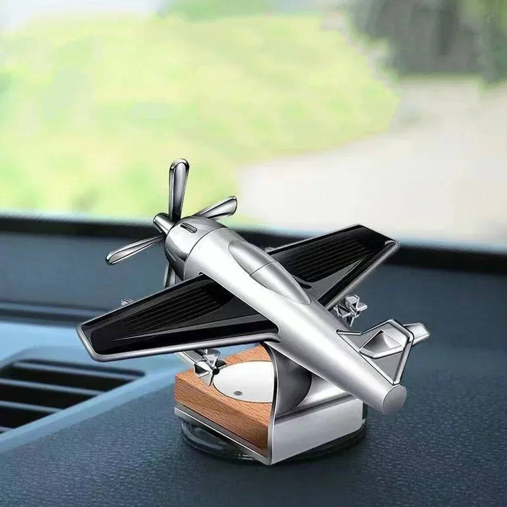 Car Essential Oil Diffuser Solar Airplane Air Freshener Wooden Base Fragrance Aromatherapy Diffuser Ornaments Auto Accessories