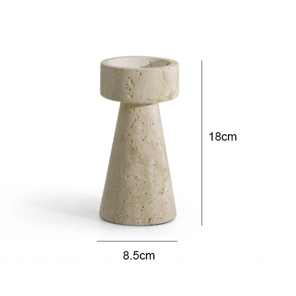 Minimalist Marble Candle Holder for Wedding Party Dinning Vintage Travertine Stone Taper Candlestick Holder for Home Decor