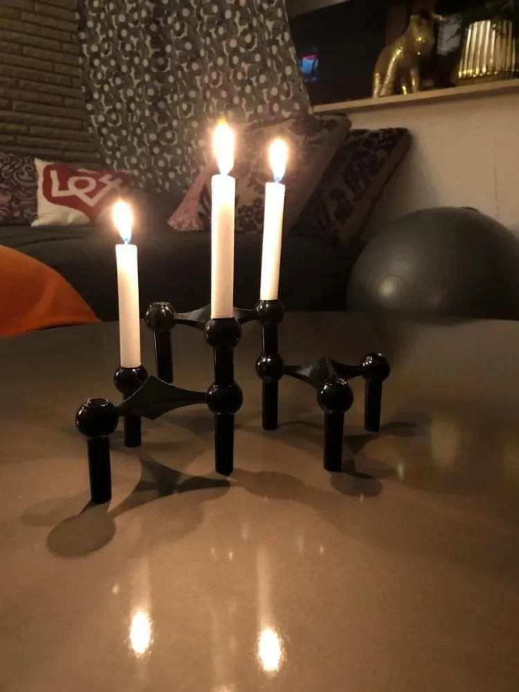 Metal Molecular Structure Candle Holder Nordic Silver Candlestick Centerpiece Living Room Decoration Gift Home Decore Candelabra