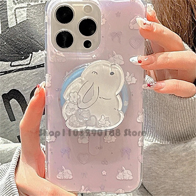 Korean Cute Rabbit Shake Magnetic Holder Phone Grip Tok Griptok Phone Stand Holder Support For iPhone For Pad Magsafe Smart Tok