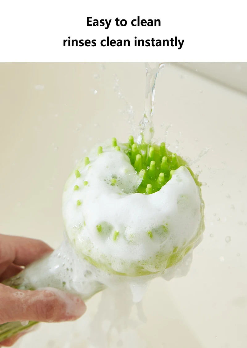 Pet Bath Brush with Shampoo Dispenser for Dogs & Cats, Ergonomic Handle, Gentle Massage Grooming Tool, Easy to Use, Essential Do