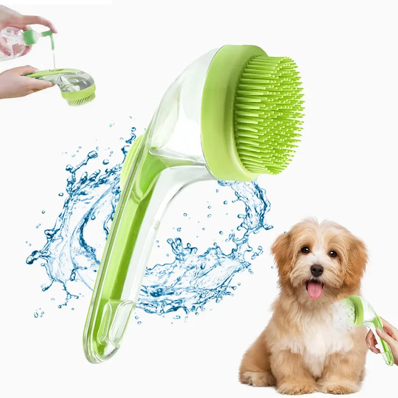Pet Bath Brush with Shampoo Dispenser for Dogs & Cats, Ergonomic Handle, Gentle Massage Grooming Tool, Easy to Use, Essential Do