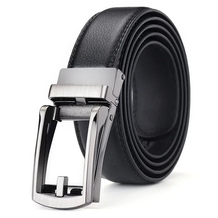Men's Automatic Click Belt - Luxury Designer PU Leather with Alloy Buckle for Jeans & Business Wear
