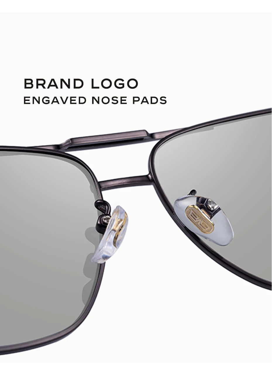 CAPONI Photochromic Men's Sunglasses Polarized Classic Brand Design Anti Ray Shades Driving Square Sun Glasses Men UV400 BS8724