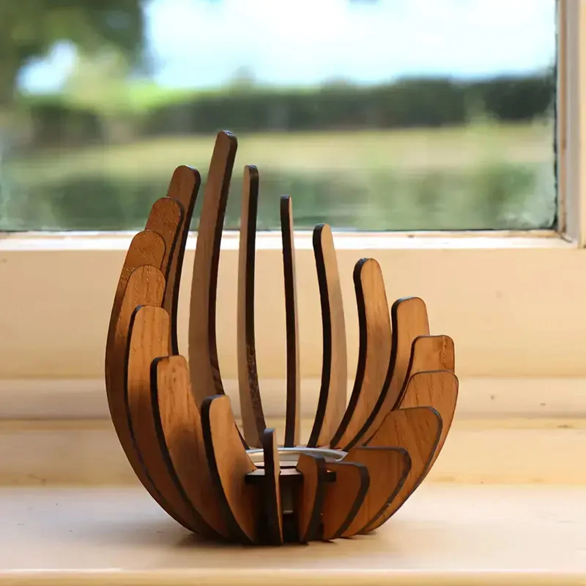 1Pc Hand-Assembled Lotus Candle Holder - Elegant Wooden Tea Light Centerpiece, Home Table Decor for Weddings, Christmas