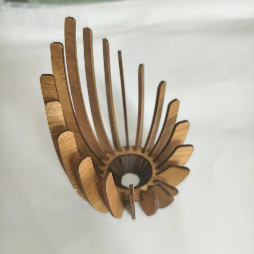 1Pc Hand-Assembled Lotus Candle Holder - Elegant Wooden Tea Light Centerpiece, Home Table Decor for Weddings, Christmas