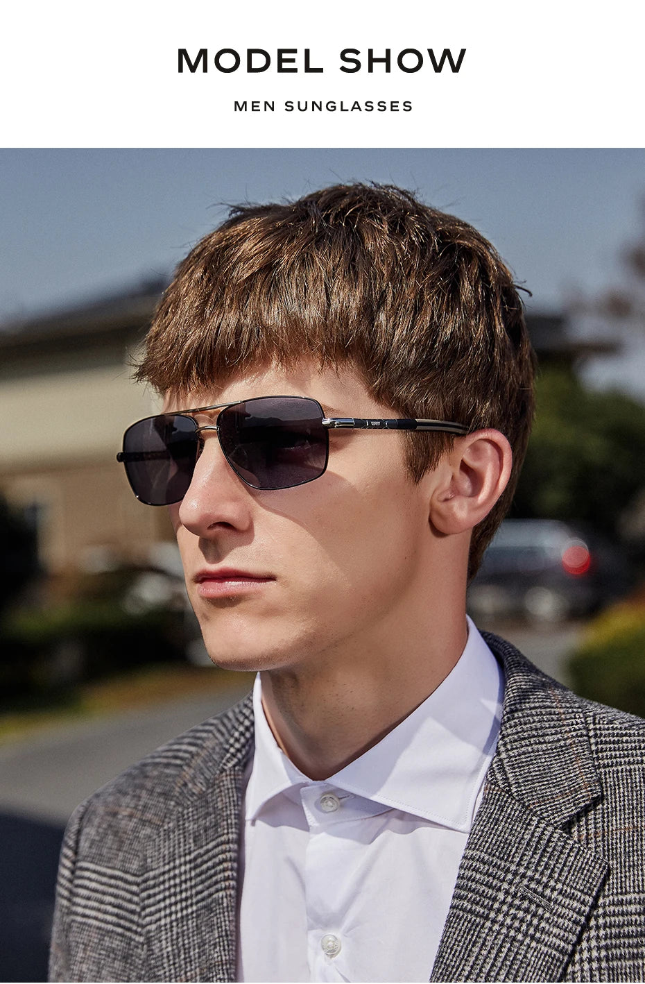 CAPONI Photochromic Men's Sunglasses Polarized Classic Brand Design Anti Ray Shades Driving Square Sun Glasses Men UV400 BS8724